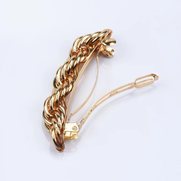 Gold Rope Twist Ponytail Holder Barrette - Picture 2 of 5